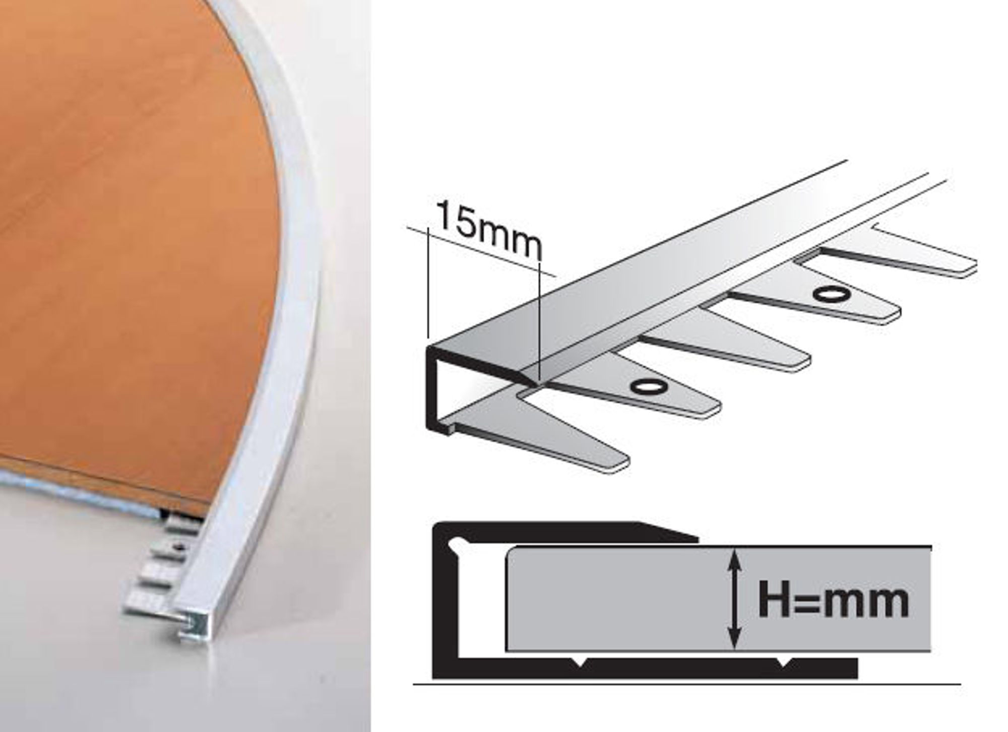 Bilde av AVSLUTNINGSLIST BØYBAR RCF/11 ALUMINIUM SØLV 11MMX270CM, PROFILPAS