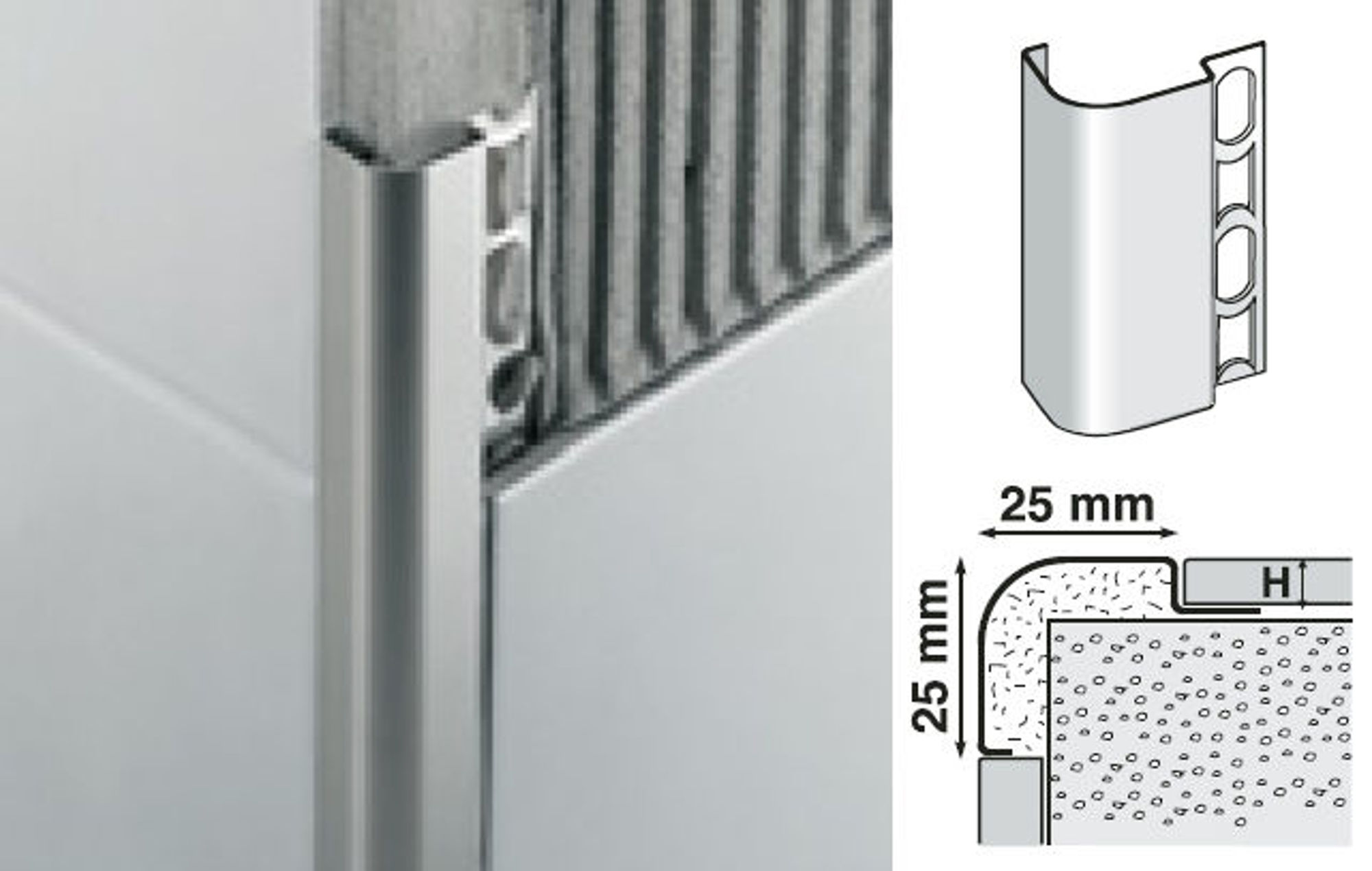 Bilde av UTVENDIG HJØRNELIST IL/8 RUSTFRITT STÅL 8MMX270CM, PROFILPAS