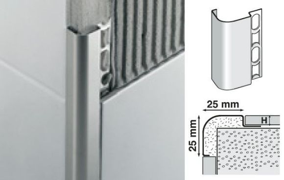 Bilde av UTVENDIG HJØRNELIST ILN/12 RUSTFRITT STÅL POLERT 12,5MMX270CM, PROFILPAS